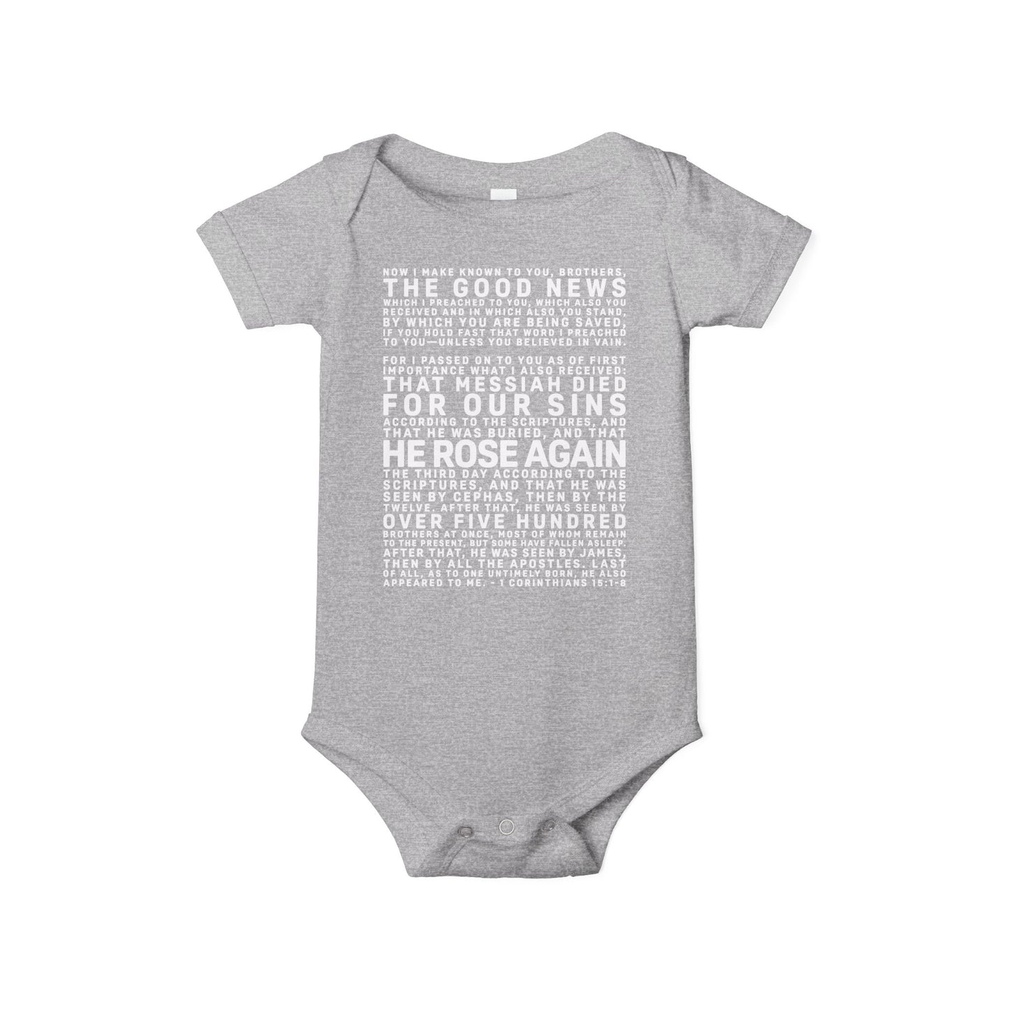 The Gospel - Infant (3M-24M) One Piece - Front Text, Light Lettered Edition - (10 Colors)