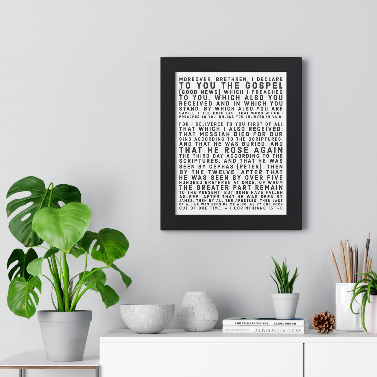 'I declare to you the gospel' - (4 Size and 3 Frame Color Options) - Framed Vertical Poster