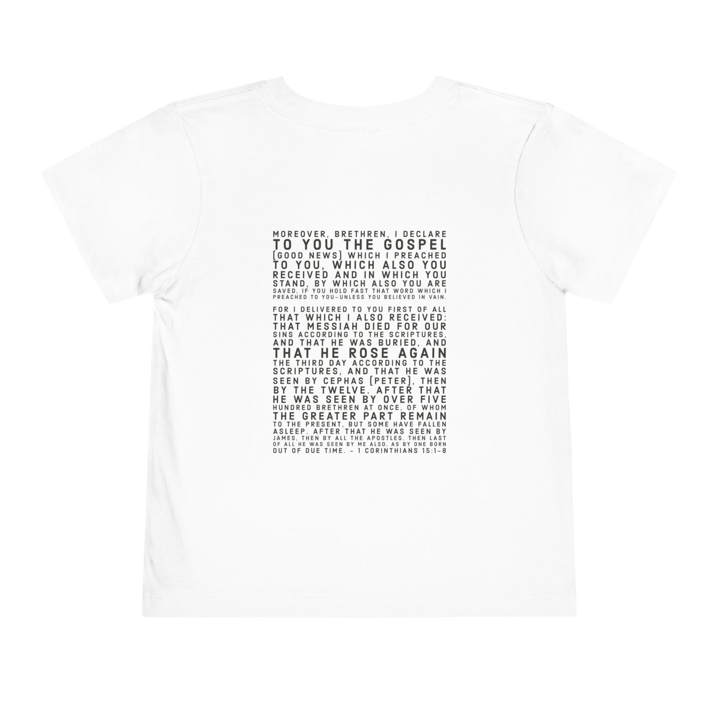 'I declare to you the gospel' - Back Text, Dark-Lettered Edition - (9 Color Options) - Toddler Short Sleeve Tee