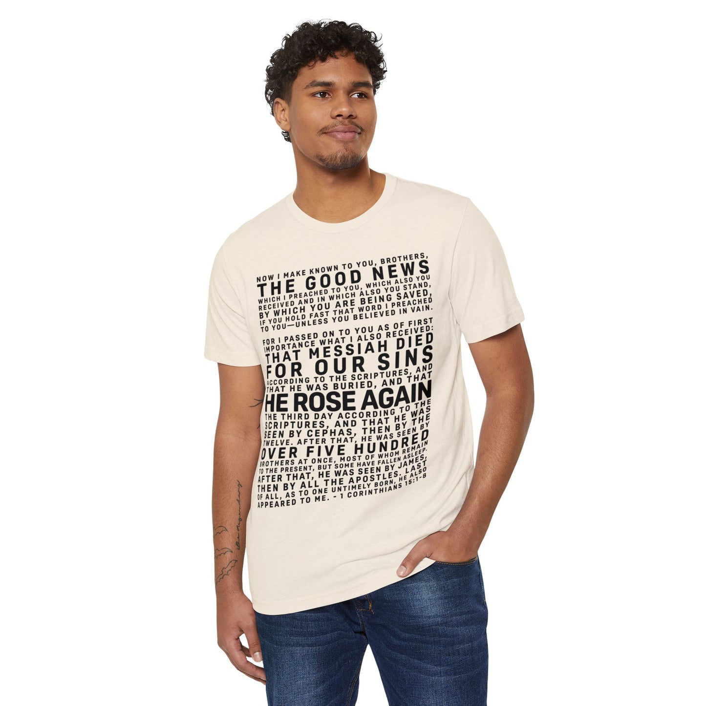 The Gospel - Adult Unisex Premium Organic Tee - Front Text, Dark-Lettered Edition - (7 Colors)