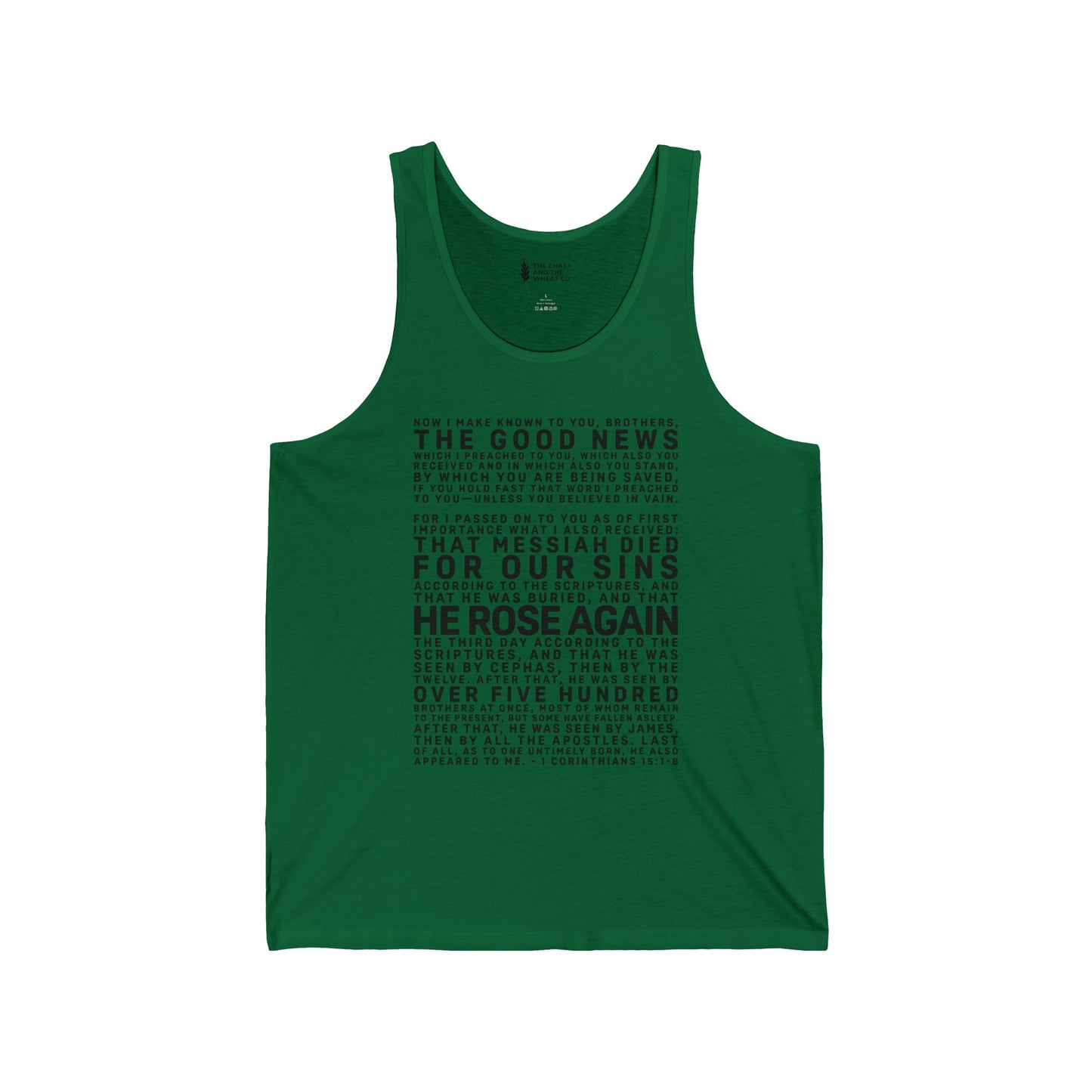 The Gospel - Adult Unisex Tank - Front Text, Dark Lettered Edition - (3 Colors)