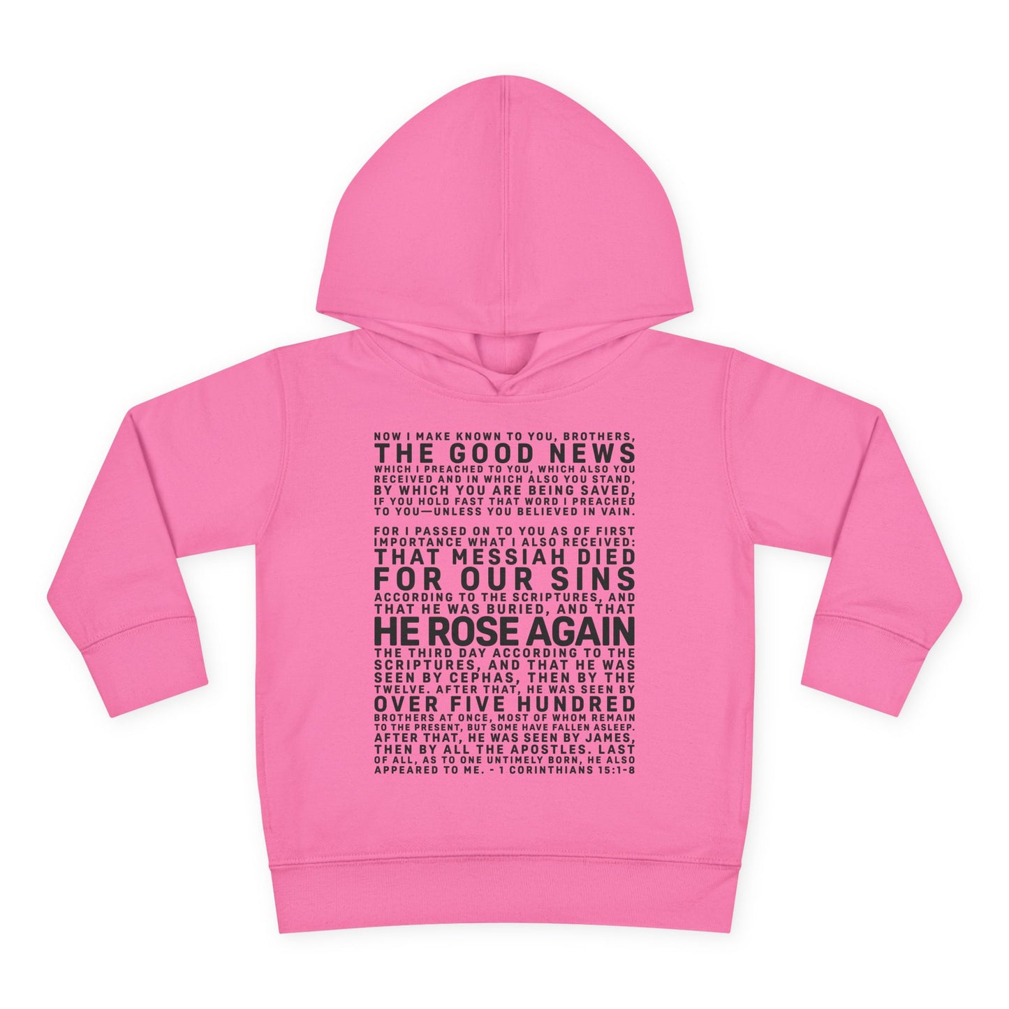 The Gospel - Toddler Pullover Hoodie - Front Text, Dark Lettered Edition - (13 Colors)
