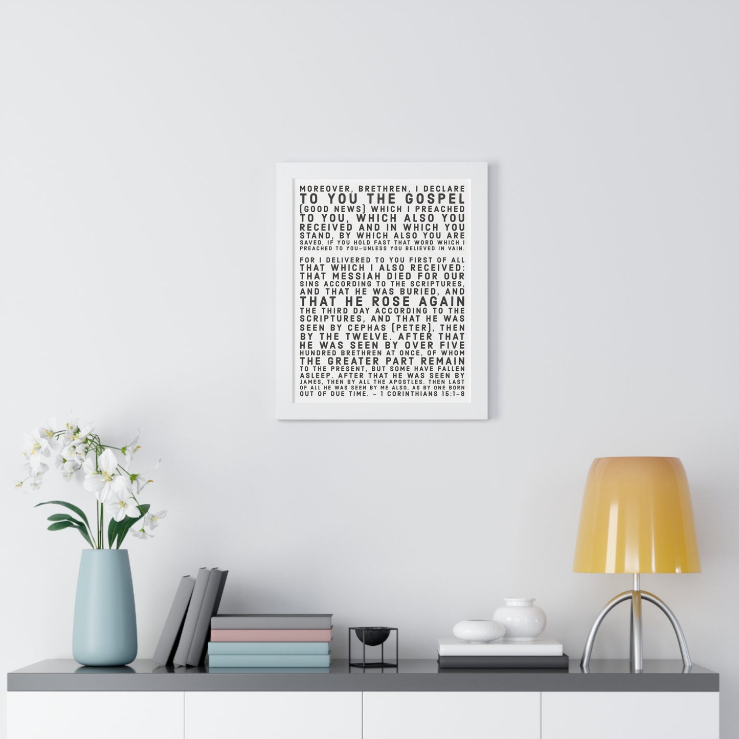 'I declare to you the gospel' - (4 Size and 3 Frame Color Options) - Framed Vertical Poster