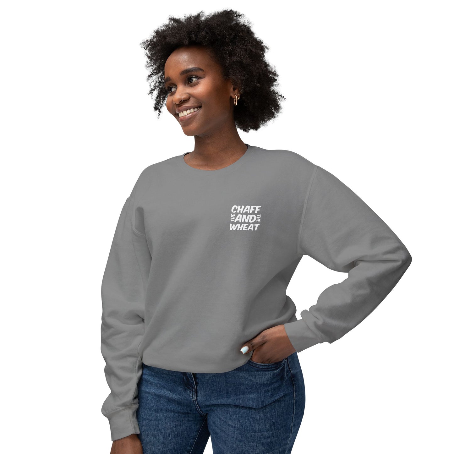 'I declare to you the gospel' - Back Text, Light Lettered Edition - (10 Color Options) - Adult Unisex Lightweight Crewneck Sweatshirt