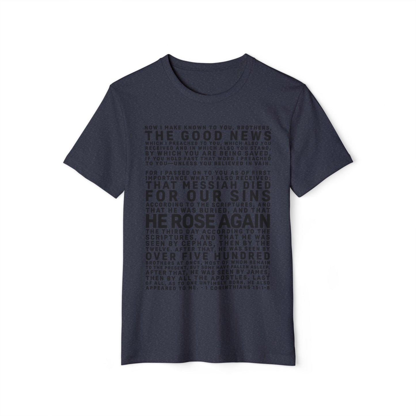 The Gospel - Adult Unisex Premium Organic Tee - Front Text, Dark-Lettered Edition - (7 Colors)