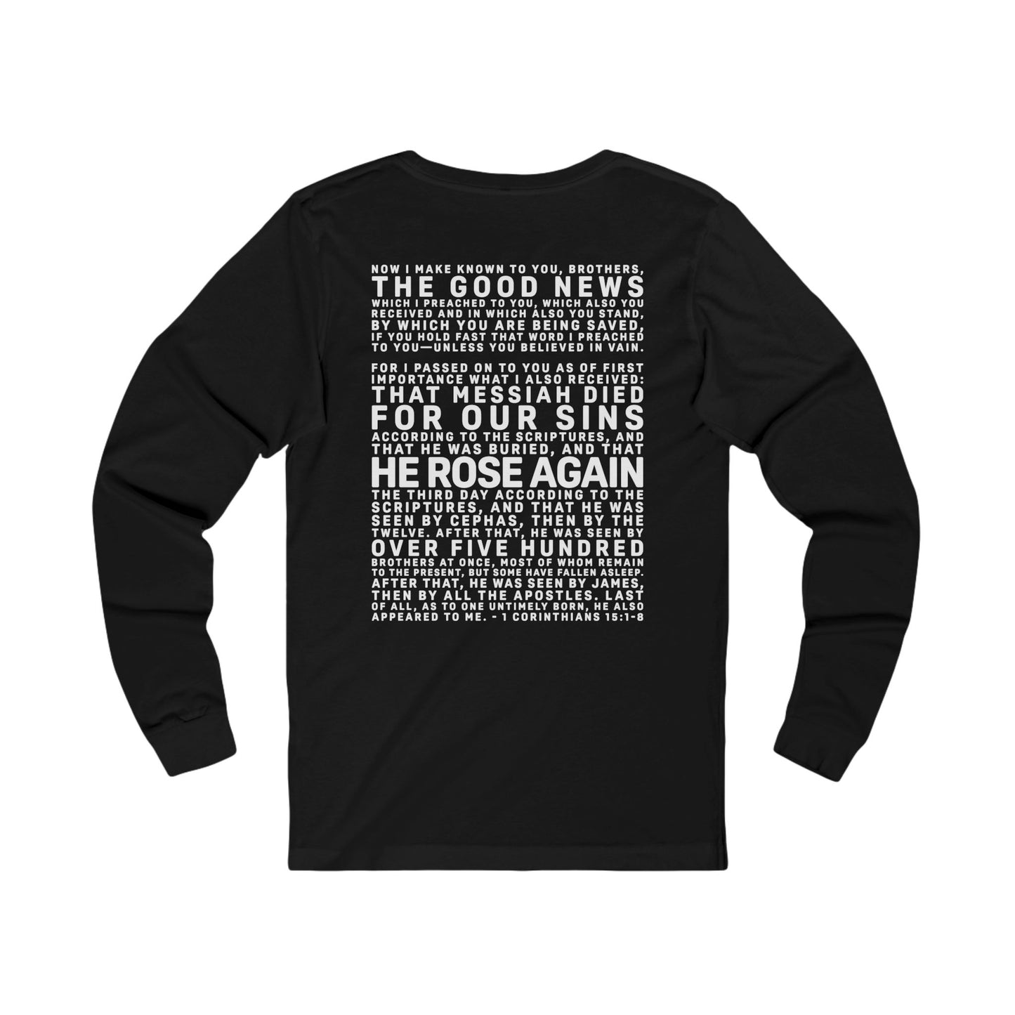 The Gospel - Adult Unisex Long Sleeve Tee - Back Text, Light Lettered Edition - (12 Colors)