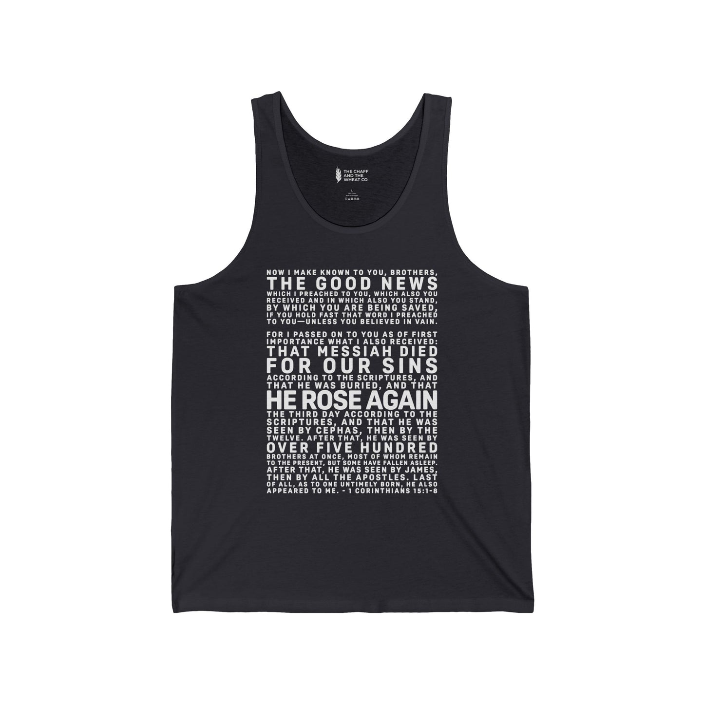 The Gospel - Adult Unisex Tank - Front Text, Light Lettered Edition - (8 Colors)
