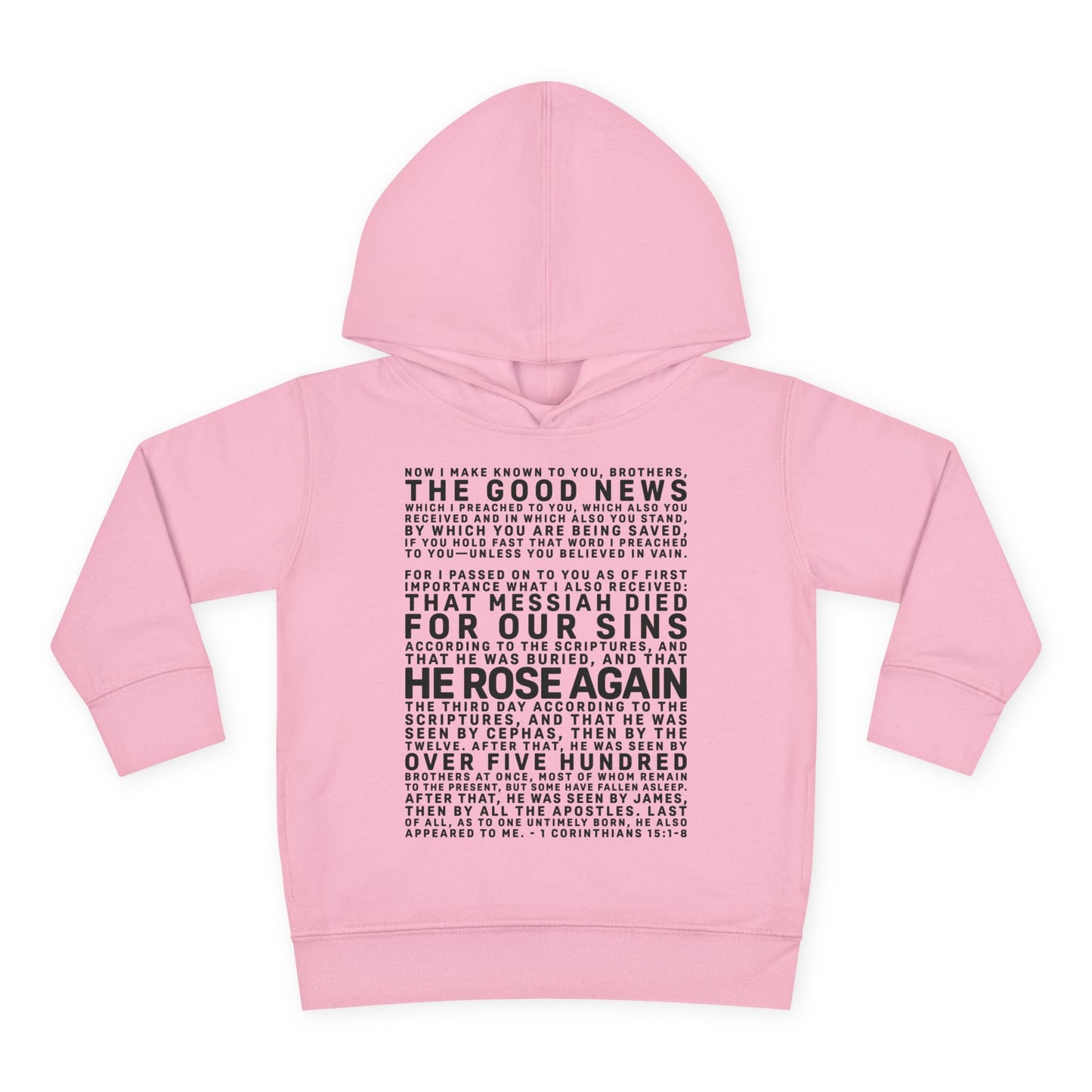 The Gospel - Toddler Pullover Hoodie - Front Text, Dark Lettered Edition - (13 Colors)