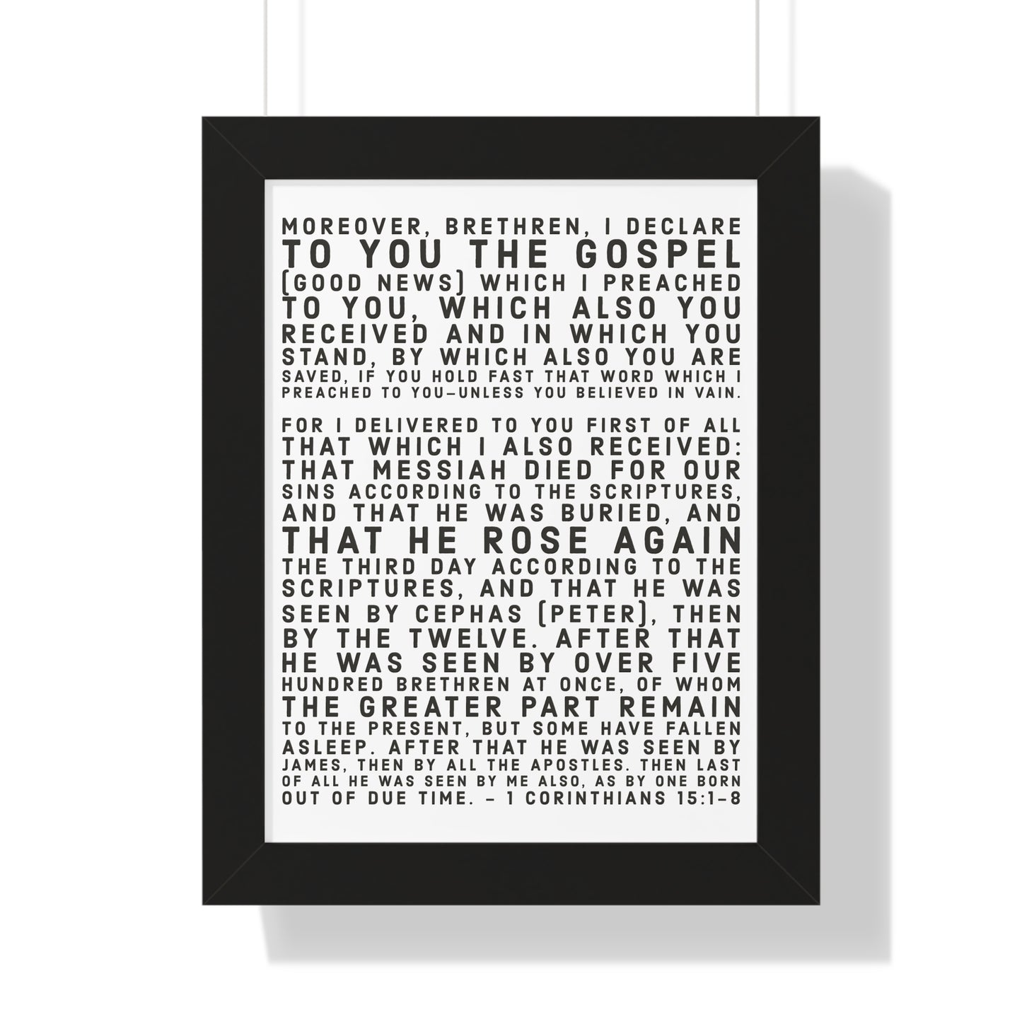 'I declare to you the gospel' - (4 Size and 3 Frame Color Options) - Framed Vertical Poster