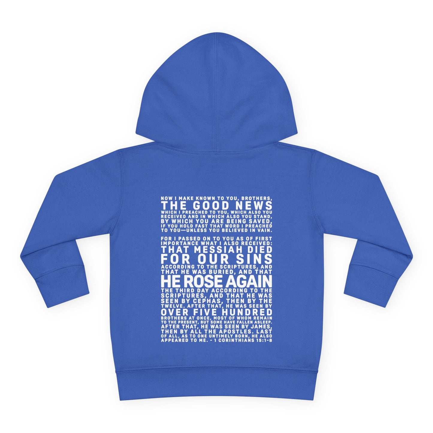 The Gospel - Toddler Pullover Hoodie - Back Text, Light Lettered Edition - (15 Colors)