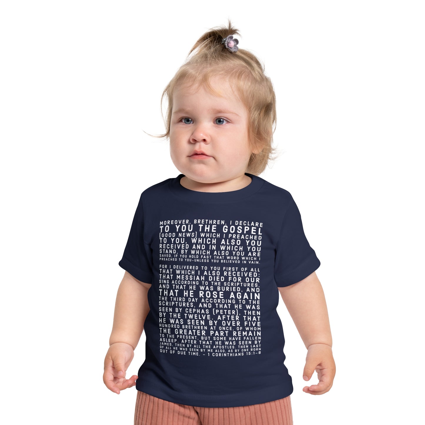 'I declare to you the gospel' - Light-Lettered Edition - (4 Color Options) - Baby Short Sleeve T-Shirt