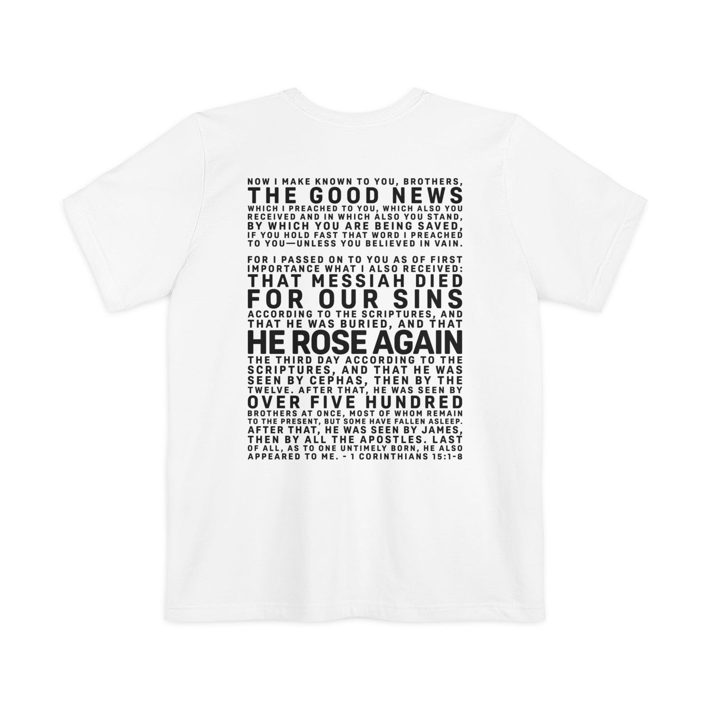 The Gospel - Adult Unisex Pocket Tee - Back Text, Dark-Lettered Edition - (4 Colors)