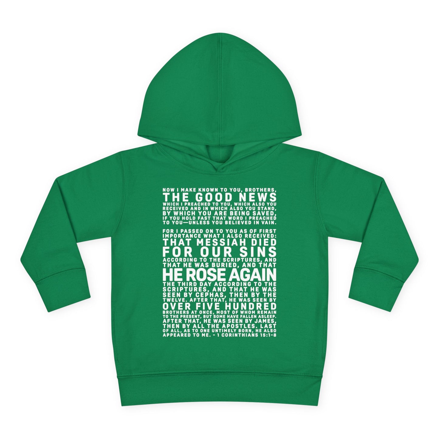 The Gospel - Toddler Pullover Hoodie - Front Text, Light Lettered Edition - (15 Colors)