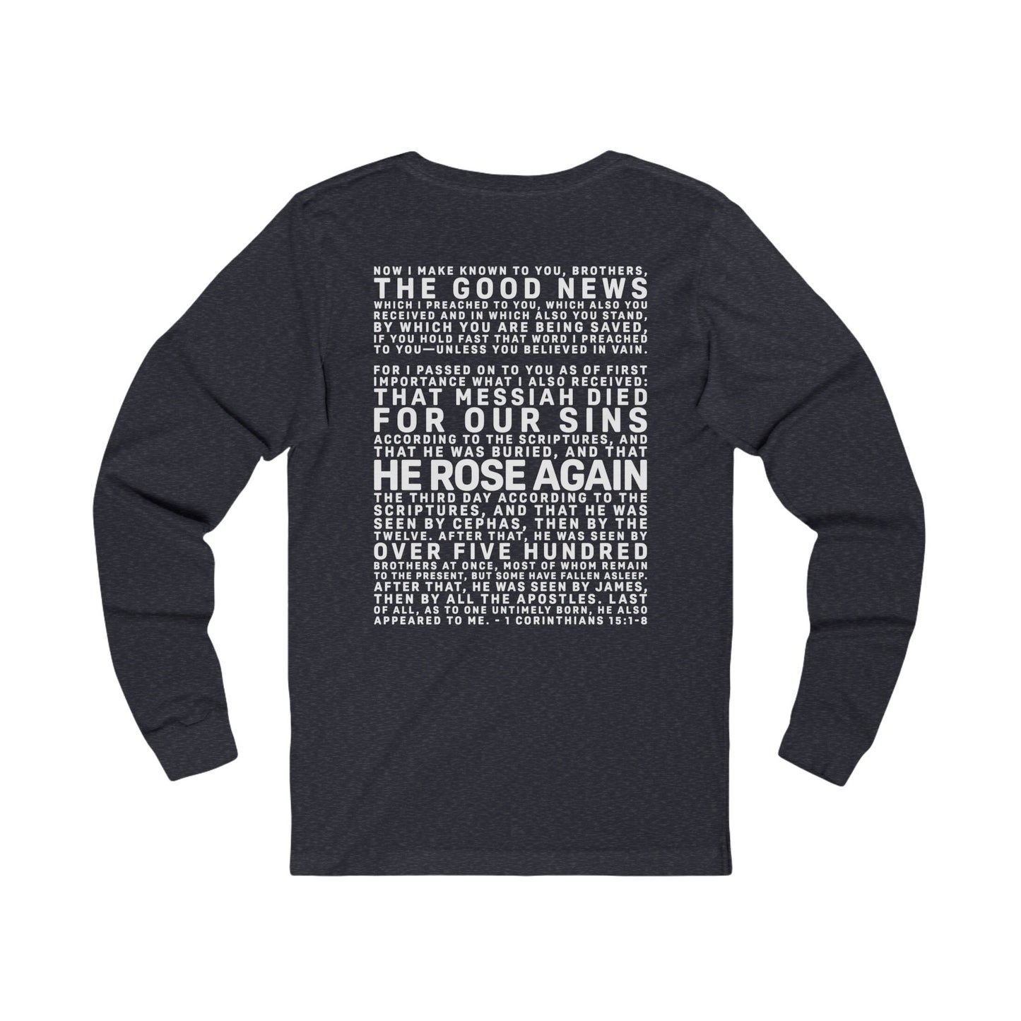 The Gospel - Adult Unisex Long Sleeve Tee - Back Text, Light Lettered Edition - (12 Colors)