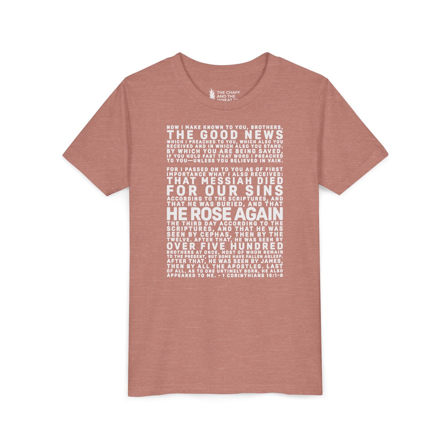 The Gospel - Youth Short Sleeve Tee - Back Text, Light-Lettered Edition - (22 Colors)