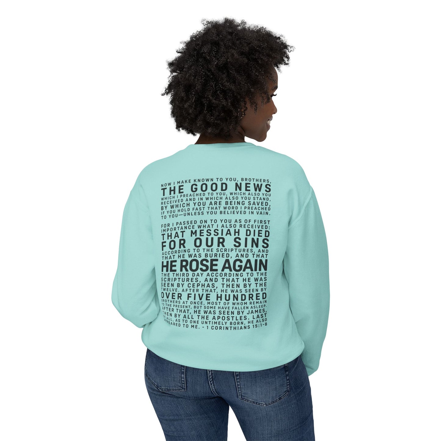 The Gospel - Adult Unisex Crewneck Sweatshirt - Back Text, Dark Lettered Edition - (12 Colors)