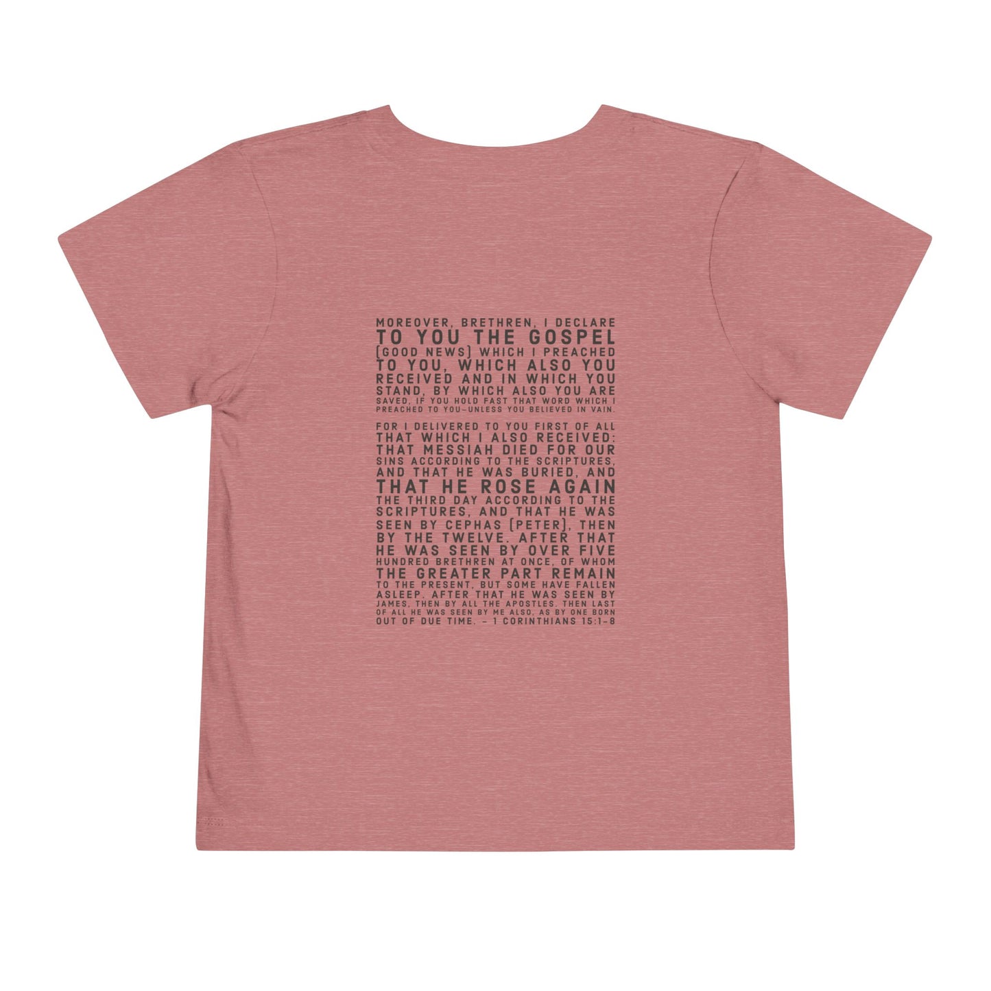 'I declare to you the gospel' - Back Text, Dark-Lettered Edition - (9 Color Options) - Toddler Short Sleeve Tee