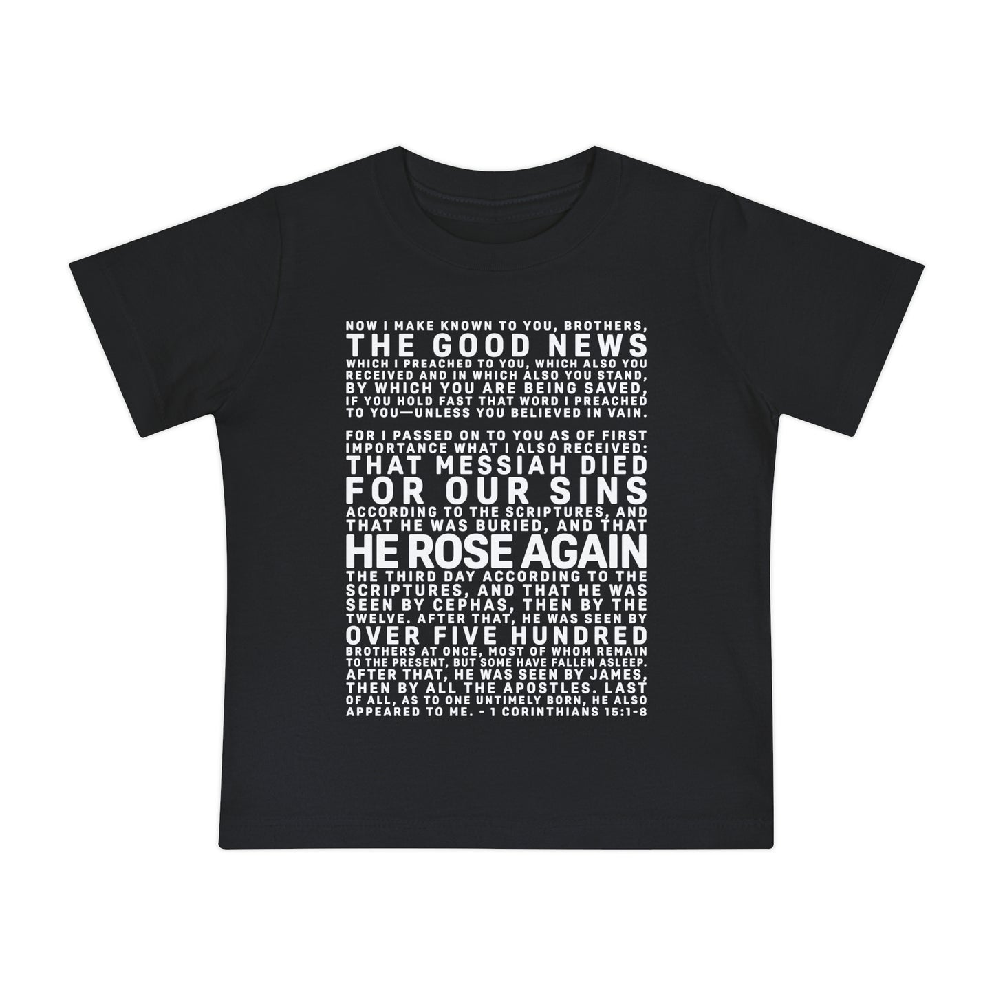 The Gospel - Infant (3M-24M) Short Sleeve Tee - Front Text, Light-Lettered Edition - (6 Colors)