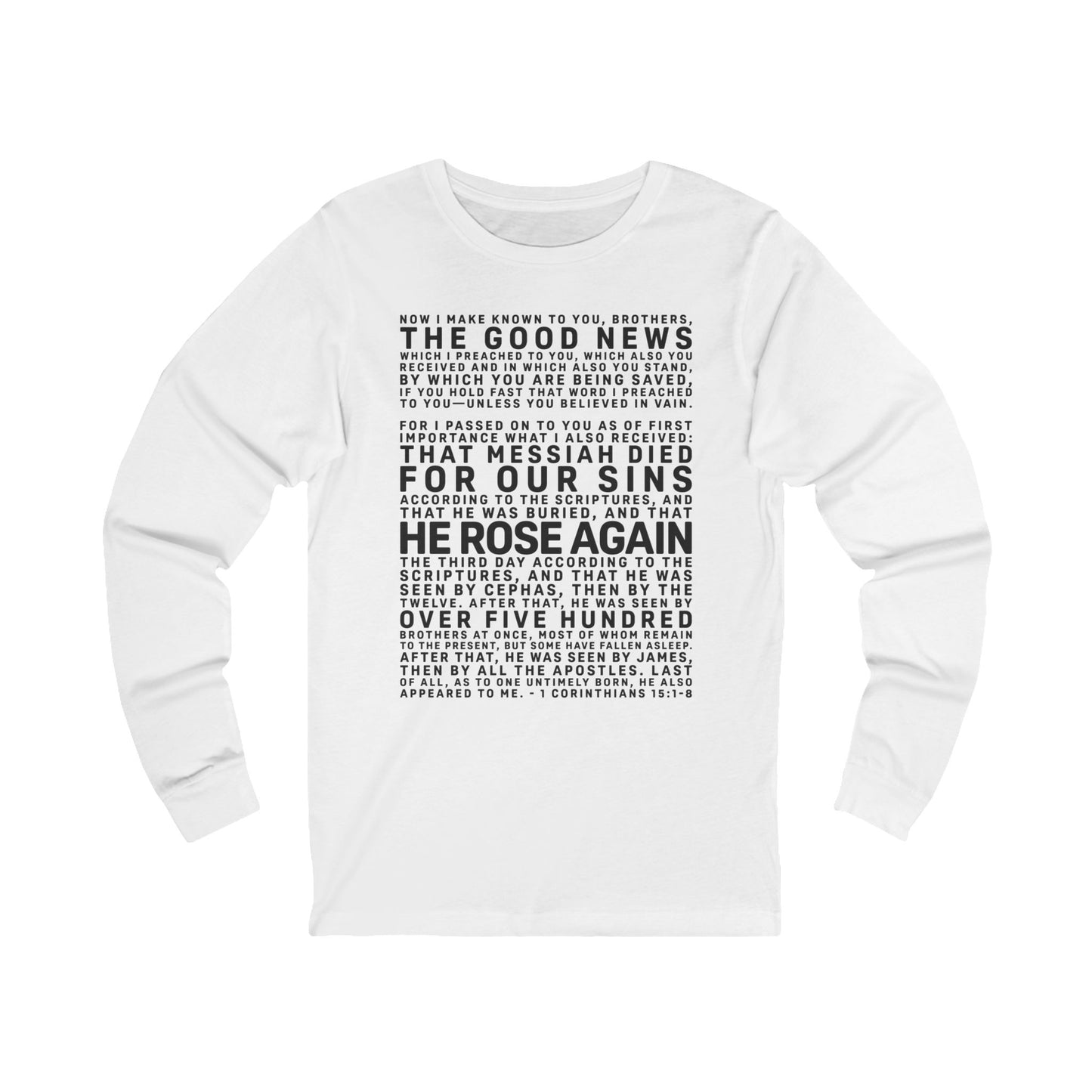 The Gospel - Adult Unisex Long Sleeve Tee - Front Text, Dark Lettered Edition - (8 Colors)