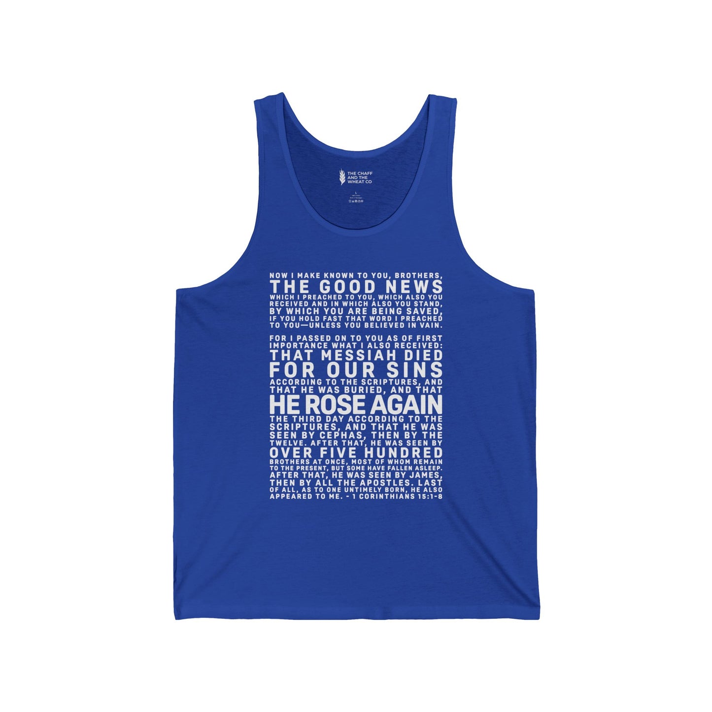 The Gospel - Adult Unisex Tank - Front Text, Light Lettered Edition - (8 Colors)