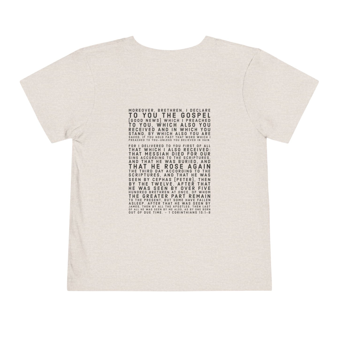 'I declare to you the gospel' - Back Text, Dark-Lettered Edition - (9 Color Options) - Toddler Short Sleeve Tee