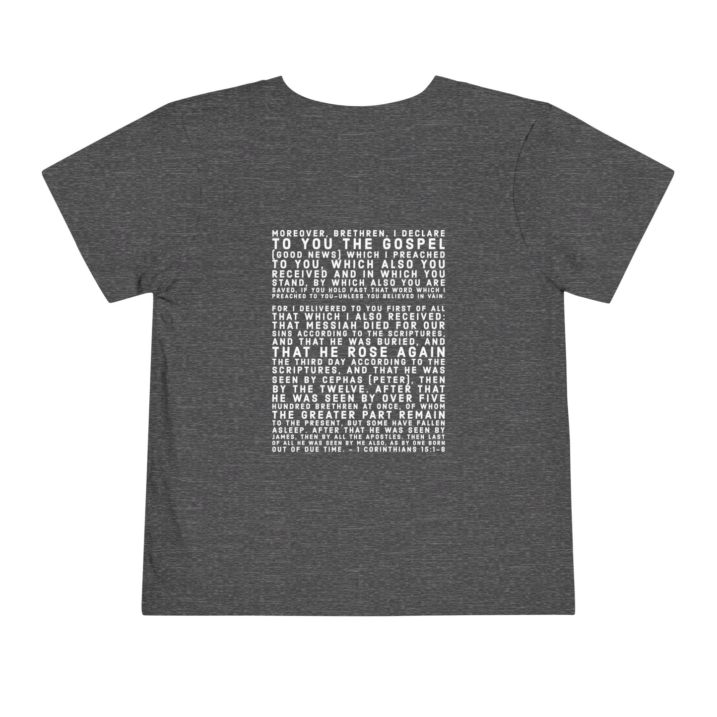 'I declare to you the gospel' - Back Text, Light-Lettered Edition - (9 Color Options) - Toddler Short Sleeve Tee