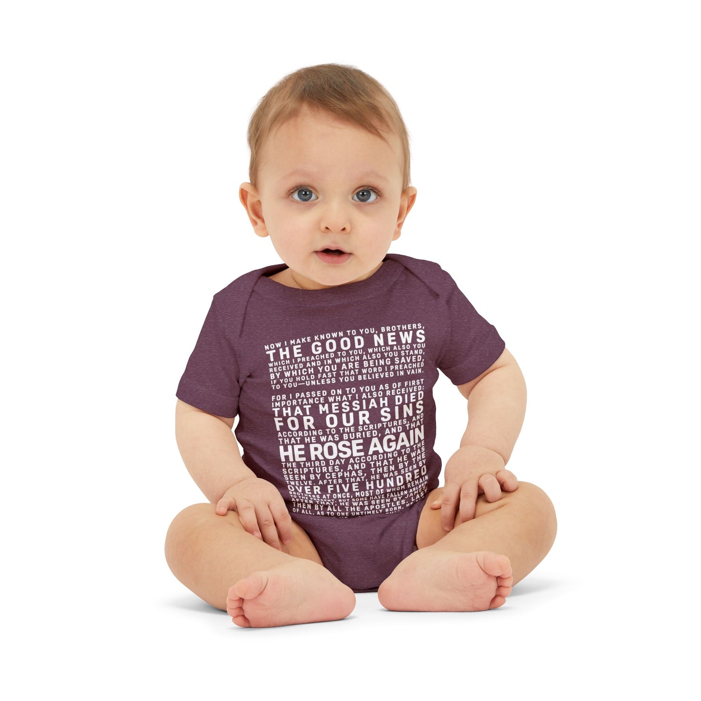 The Gospel - Infant (3M-24M) One Piece - Front Text, Light Lettered Edition - (10 Colors)