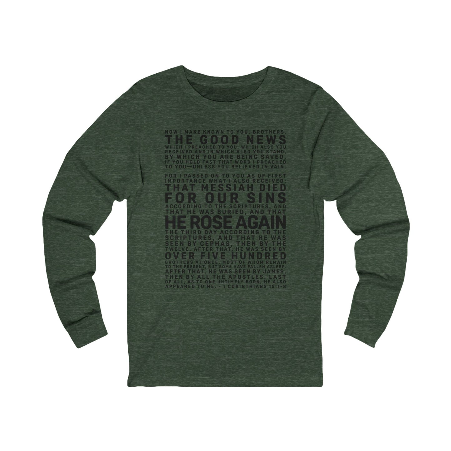 The Gospel - Adult Unisex Long Sleeve Tee - Front Text, Dark Lettered Edition - (8 Colors)