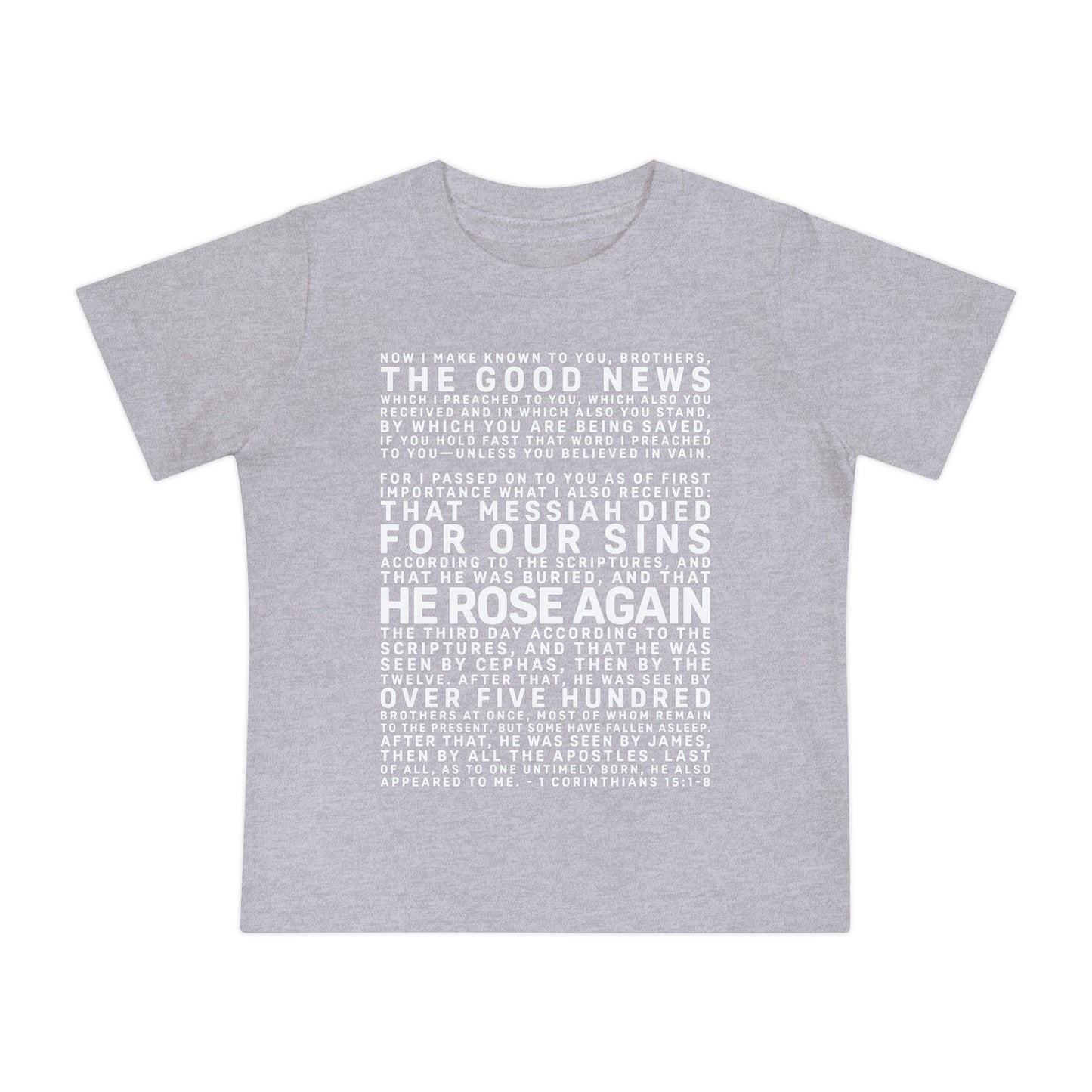 The Gospel - Infant (3M-24M) Short Sleeve Tee - Front Text, Light-Lettered Edition - (6 Colors)