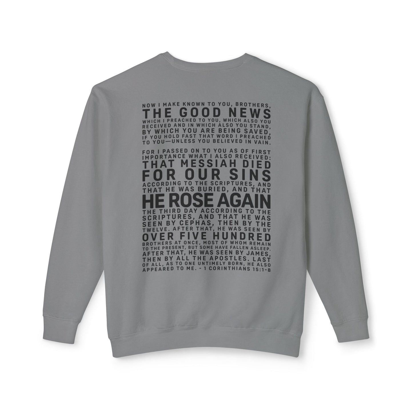 The Gospel - Adult Unisex Crewneck Sweatshirt - Back Text, Dark Lettered Edition - (12 Colors)