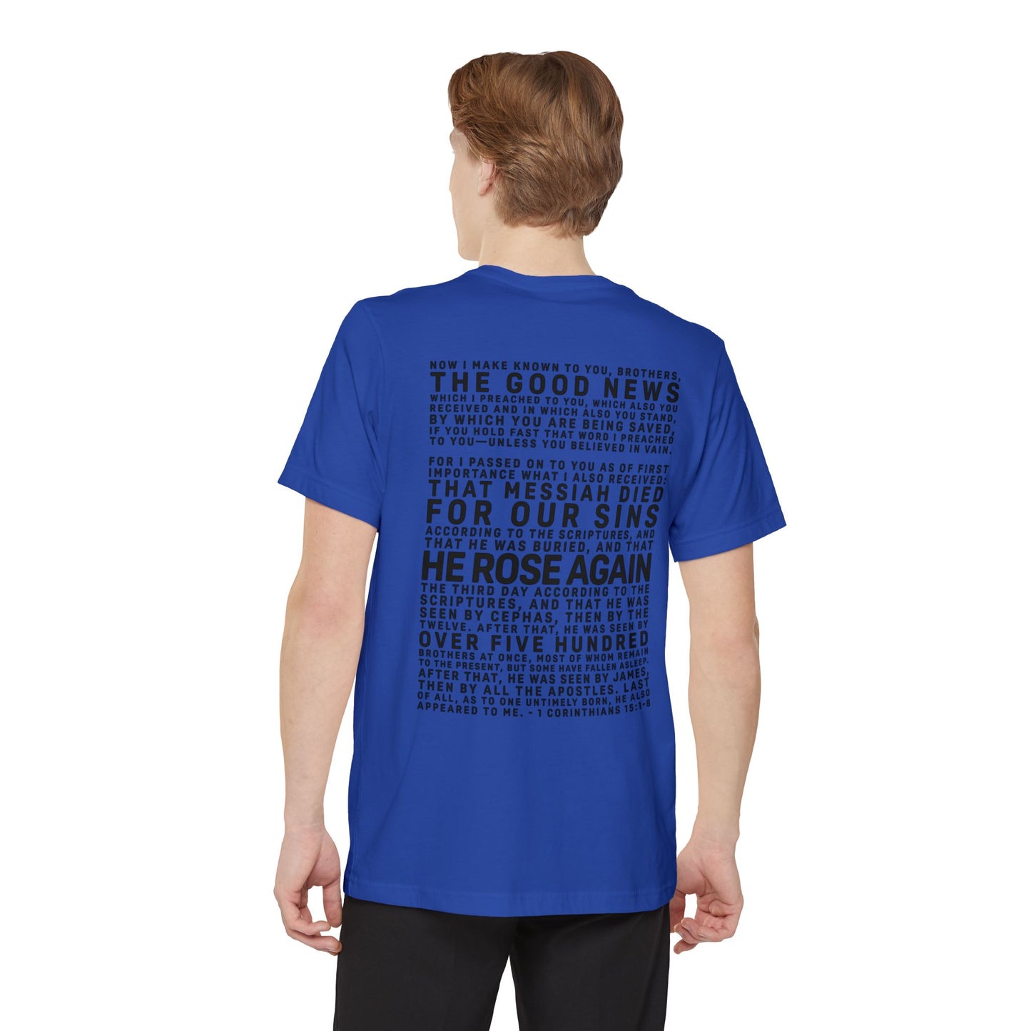 The Gospel - Adult Unisex Pocket Tee - Back Text, Dark-Lettered Edition - (4 Colors)