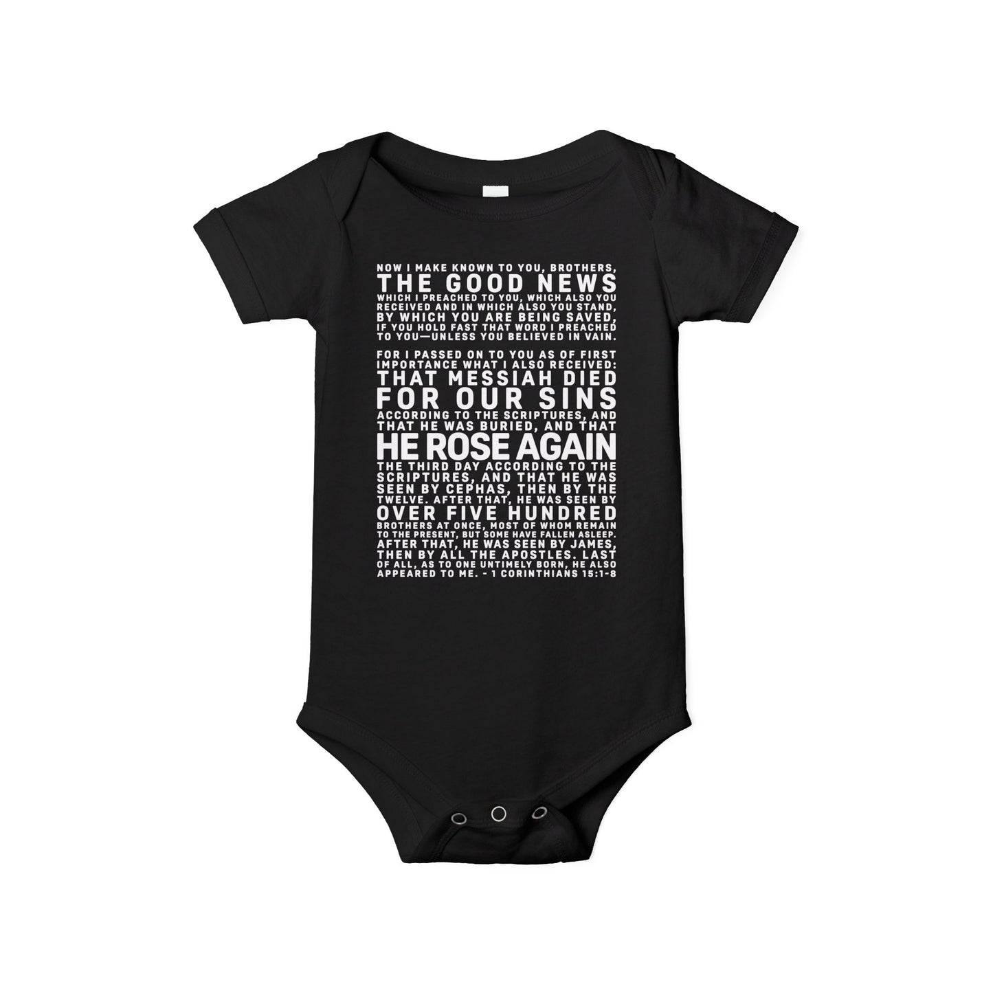 The Gospel - Infant (3M-24M) One Piece - Front Text, Light Lettered Edition - (10 Colors)