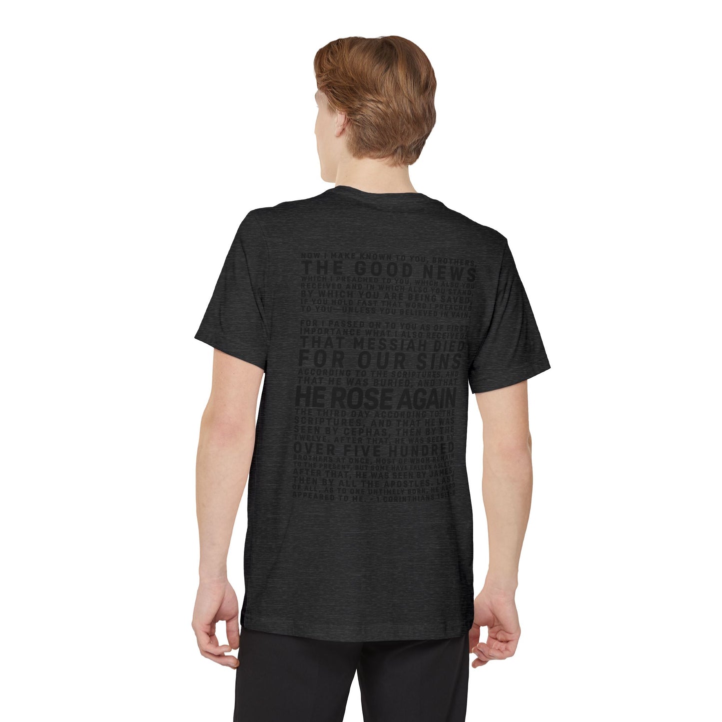 The Gospel - Adult Unisex Pocket Tee - Back Text, Dark-Lettered Edition - (4 Colors)