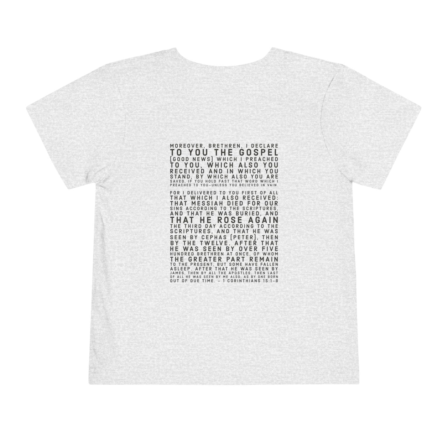 'I declare to you the gospel' - Back Text, Dark-Lettered Edition - (9 Color Options) - Toddler Short Sleeve Tee