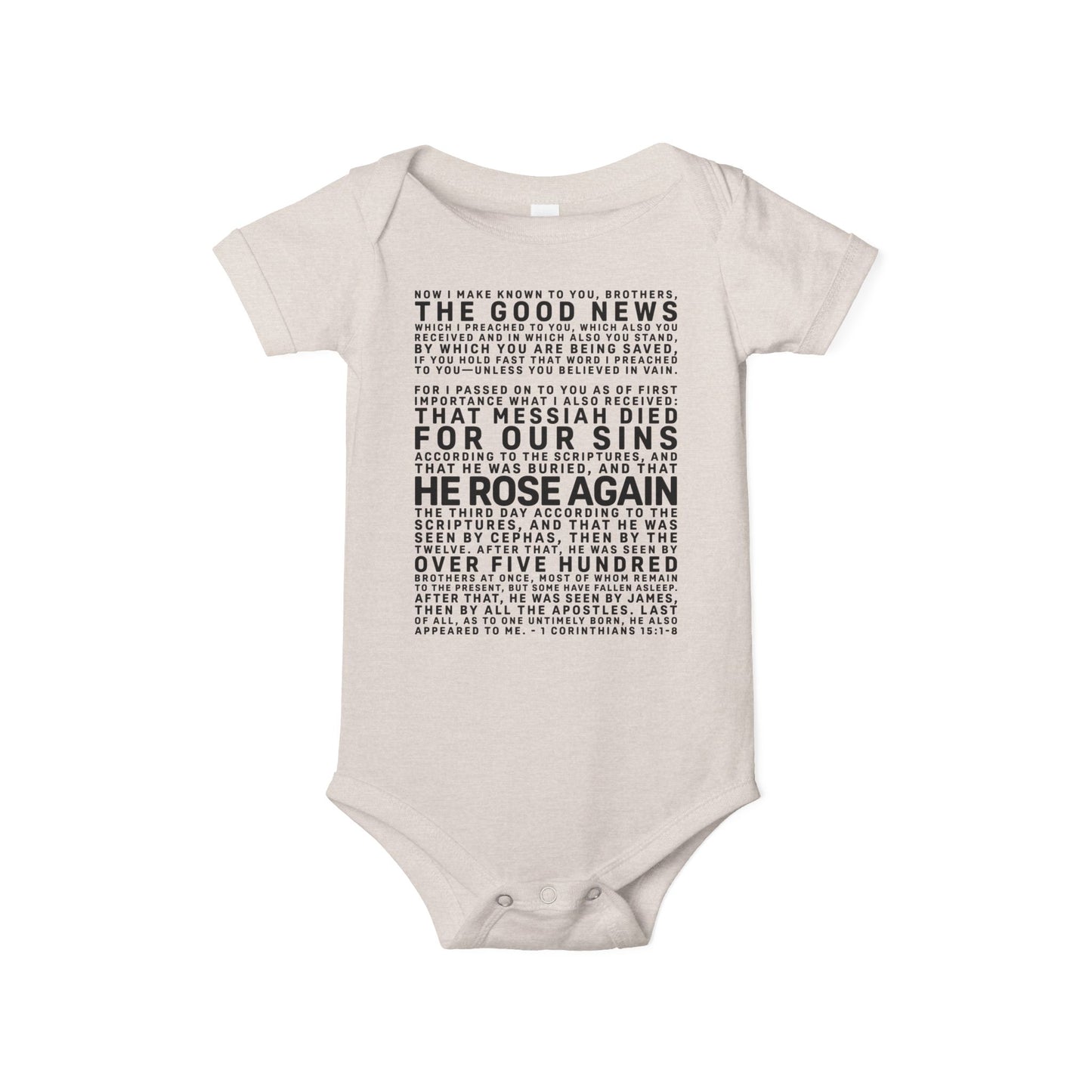 The Gospel - Infant (3M-24M) One Piece - Front Text, Dark Lettered Edition - (8 Colors)