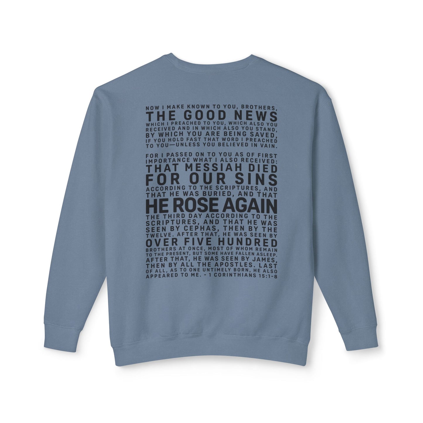 The Gospel - Adult Unisex Crewneck Sweatshirt - Back Text, Dark Lettered Edition - (12 Colors)