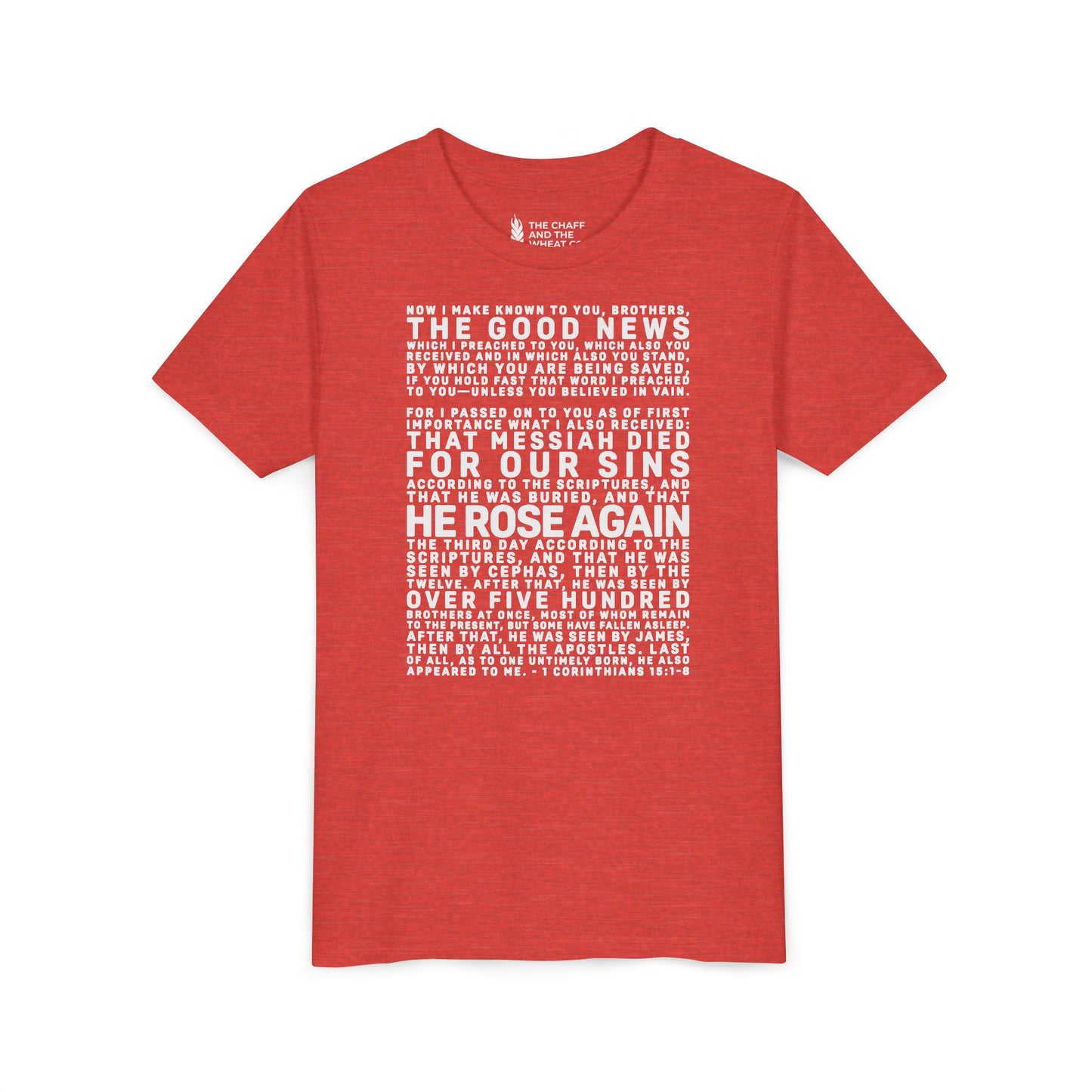 The Gospel - Youth Short Sleeve Tee - Back Text, Light-Lettered Edition - (22 Colors)