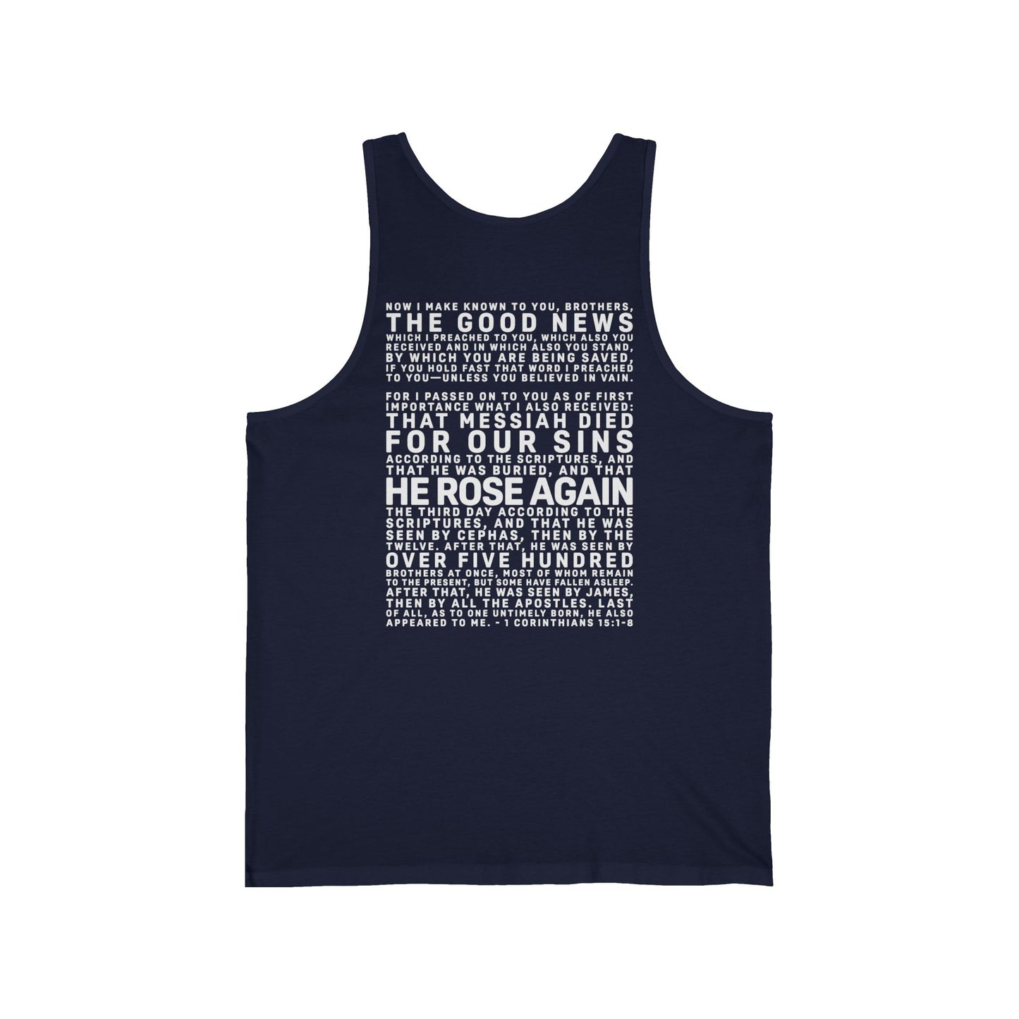 The Gospel - Adult Unisex Tank - Back Text, Light Lettered Edition - (8 Colors)