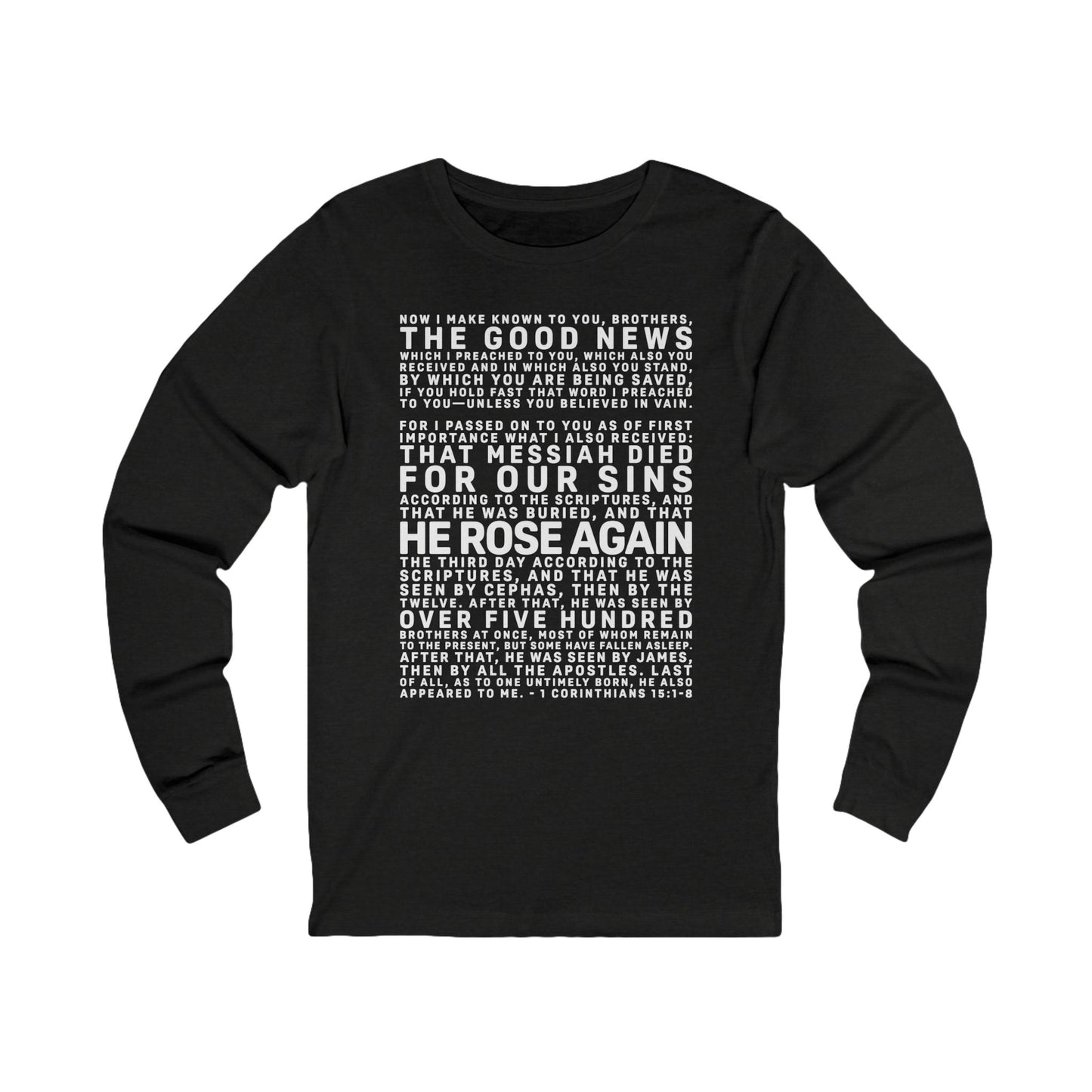 The Gospel - Adult Unisex Long Sleeve Tee - Front Text, Light Lettered Edition - (12 Colors)