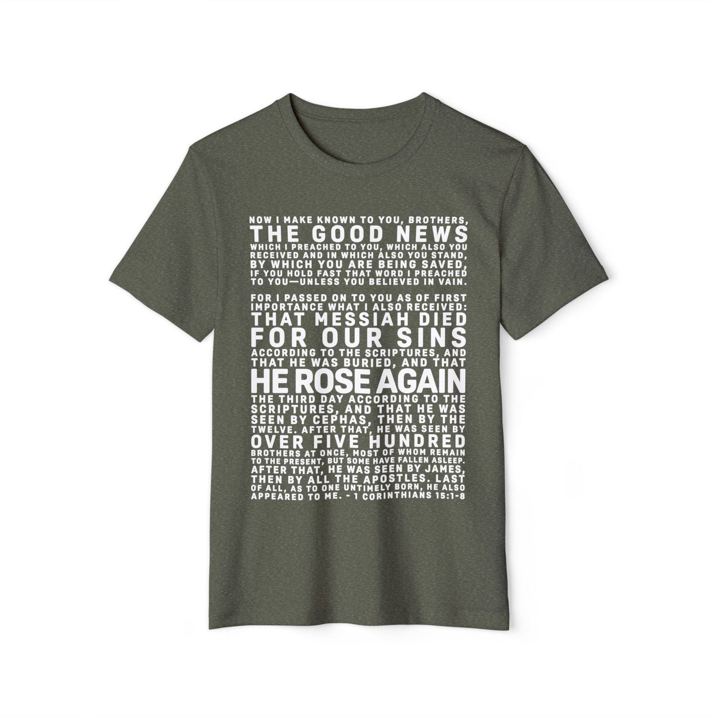 The Gospel - Adult Unisex Premium Organic Tee - Front Text, Light-Lettered Edition - (7 Colors)