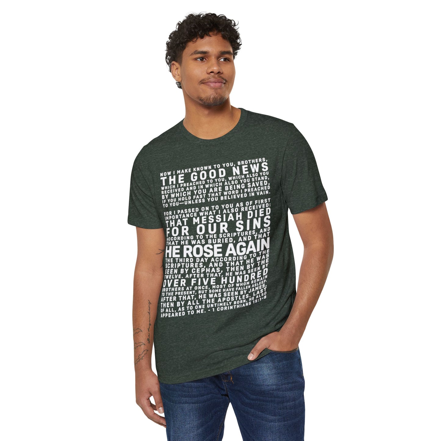 The Gospel - Adult Unisex Premium Organic Tee - Front Text, Light-Lettered Edition - (7 Colors)