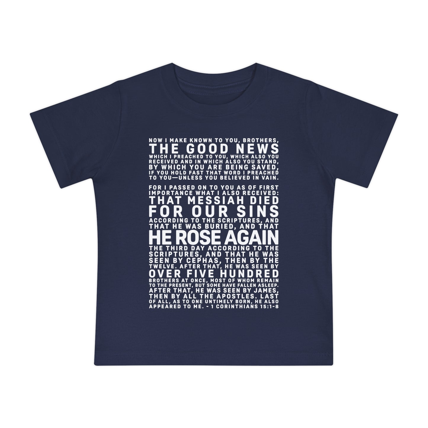 The Gospel - Infant (3M-24M) Short Sleeve Tee - Front Text, Light-Lettered Edition - (6 Colors)