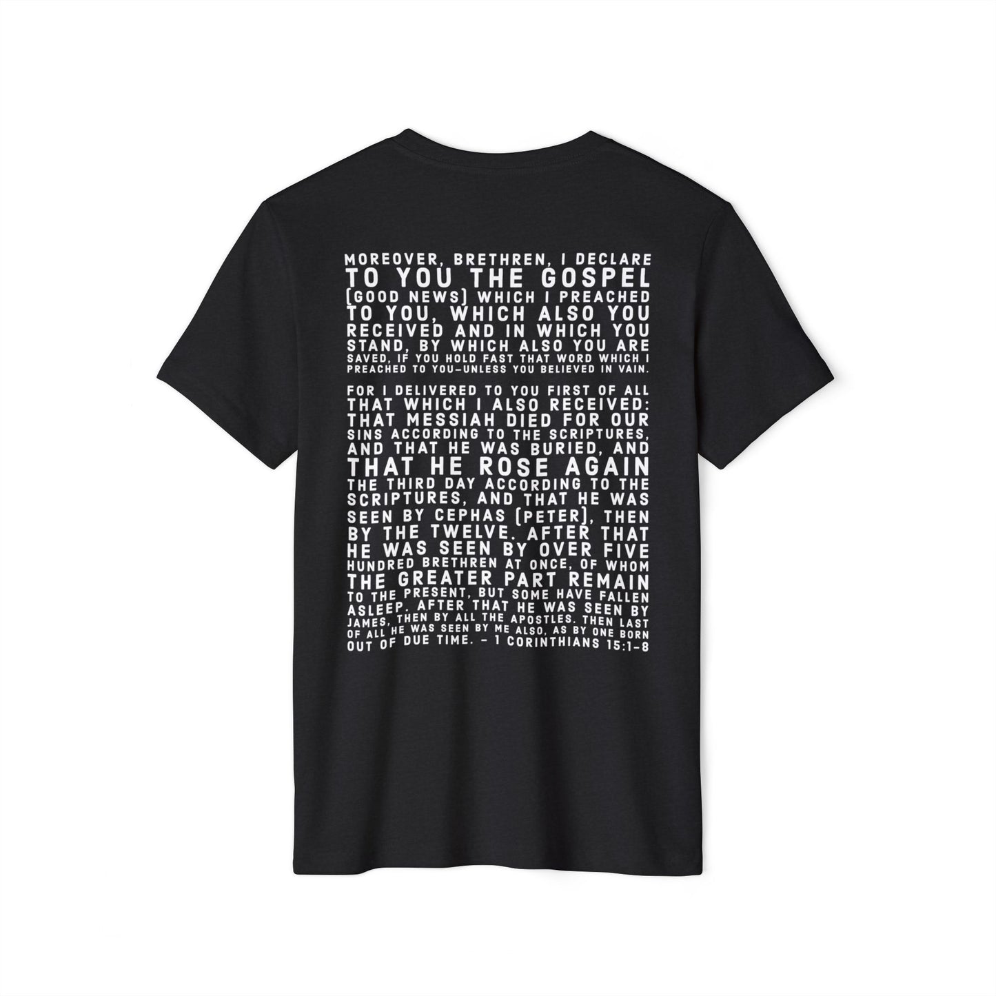 'I declare to you the gospel' - Back Text, Light-Lettered Edition - (5 Color Options) - Adult Unisex Recycled Organic T-Shirt