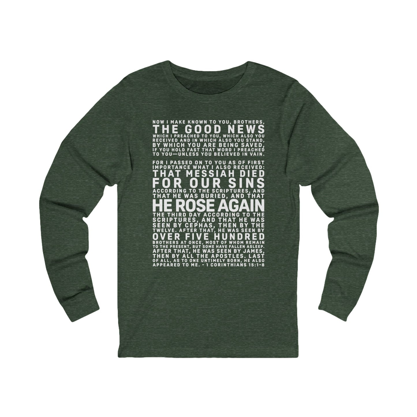 The Gospel - Adult Unisex Long Sleeve Tee - Front Text, Light Lettered Edition - (12 Colors)