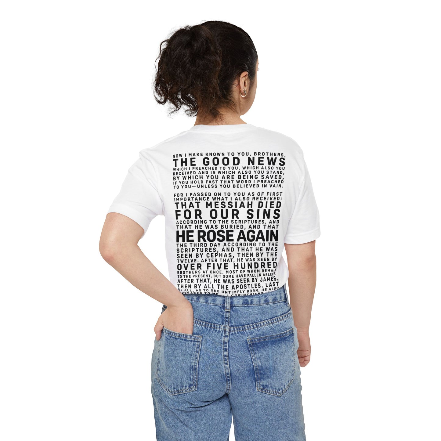 The Gospel - Adult Unisex Pocket Tee - Back Text, Dark-Lettered Edition - (4 Colors)