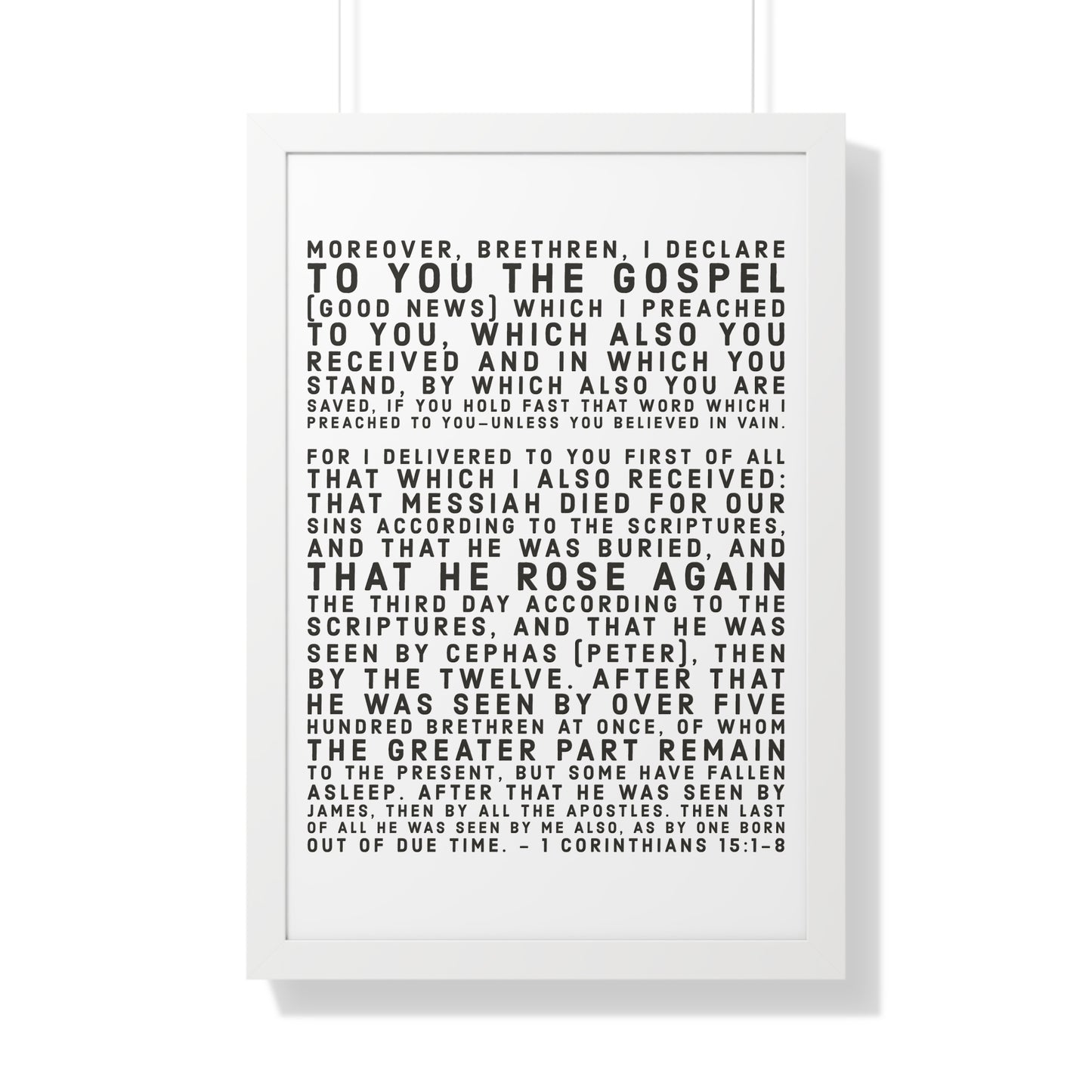 'I declare to you the gospel' - (4 Size and 3 Frame Color Options) - Framed Vertical Poster