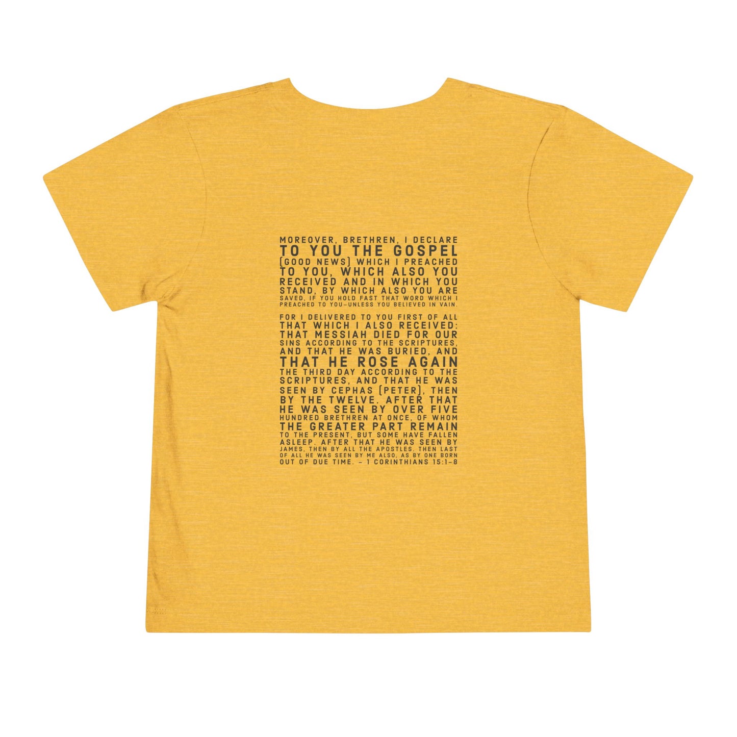 'I declare to you the gospel' - Back Text, Dark-Lettered Edition - (9 Color Options) - Toddler Short Sleeve Tee