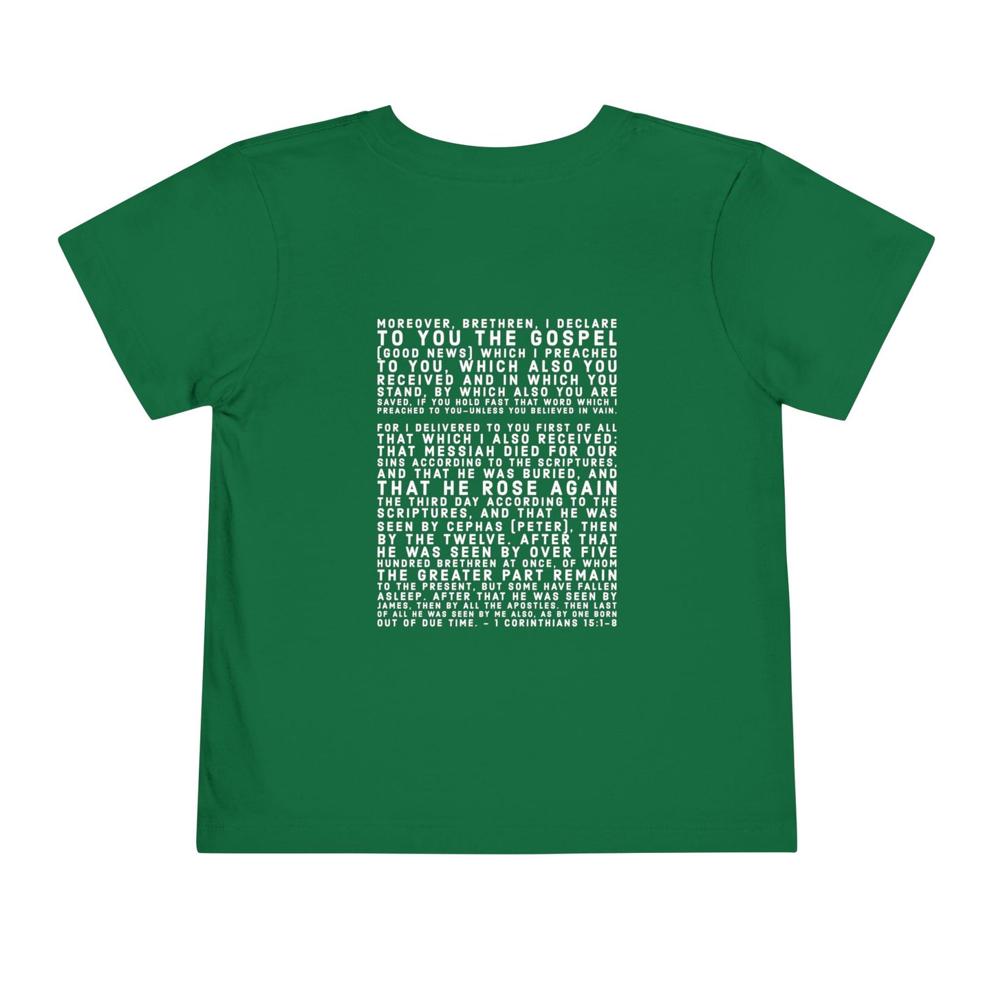 'I declare to you the gospel' - Back Text, Light-Lettered Edition - (9 Color Options) - Toddler Short Sleeve Tee