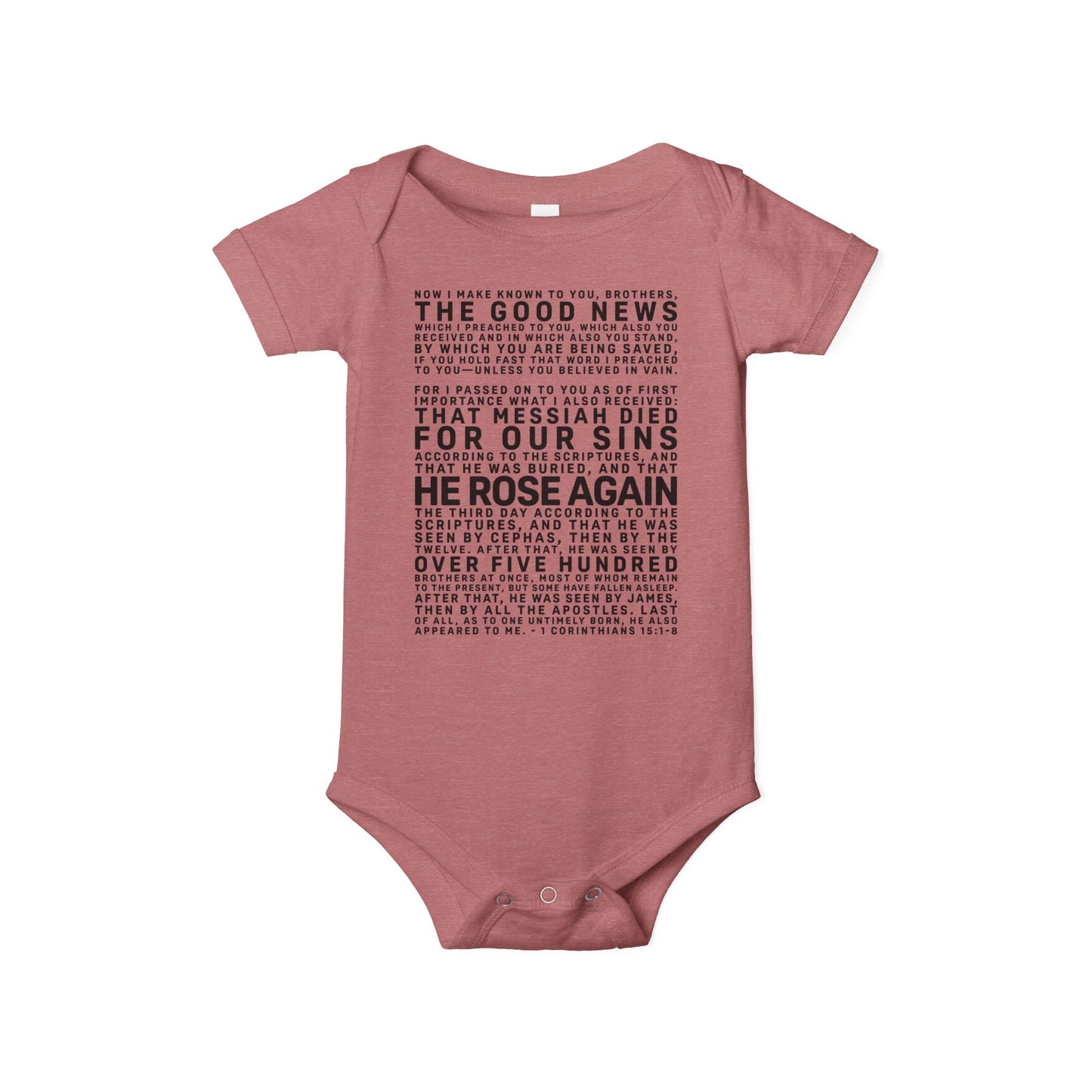 The Gospel - Infant (3M-24M) One Piece - Front Text, Dark Lettered Edition - (8 Colors)