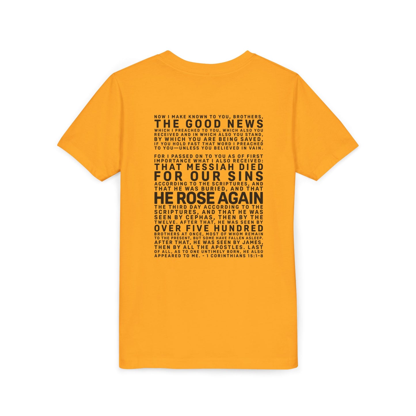 The Gospel - Youth Short Sleeve Tee - Back Text, Dark-Lettered Edition - (17 Colors)